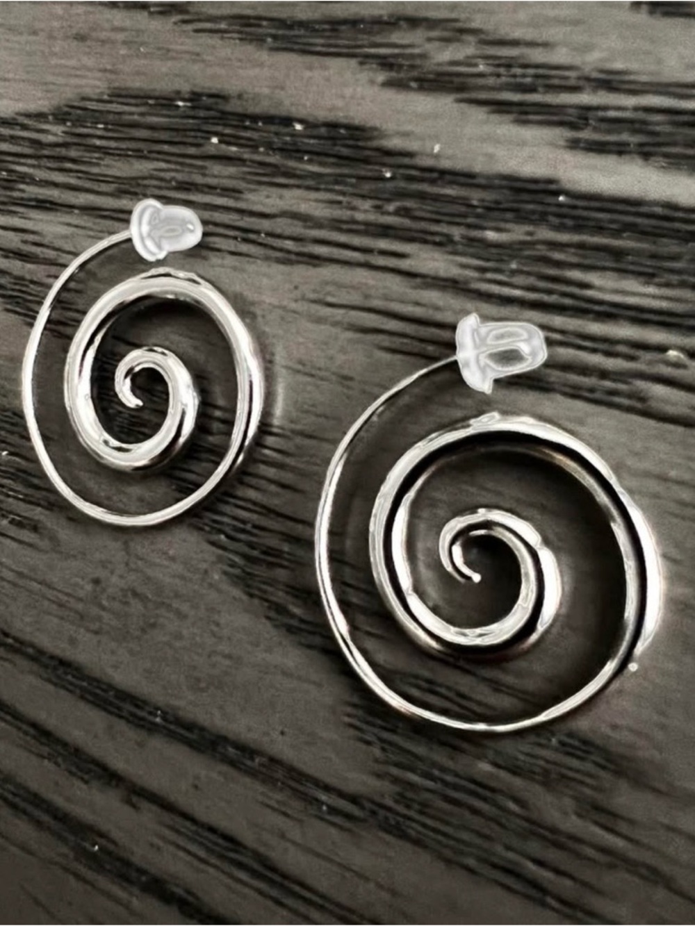 🌀Geometric Labyrinth Swirl Wire Spiral Hoop Threader Earrings Silver over Copper
